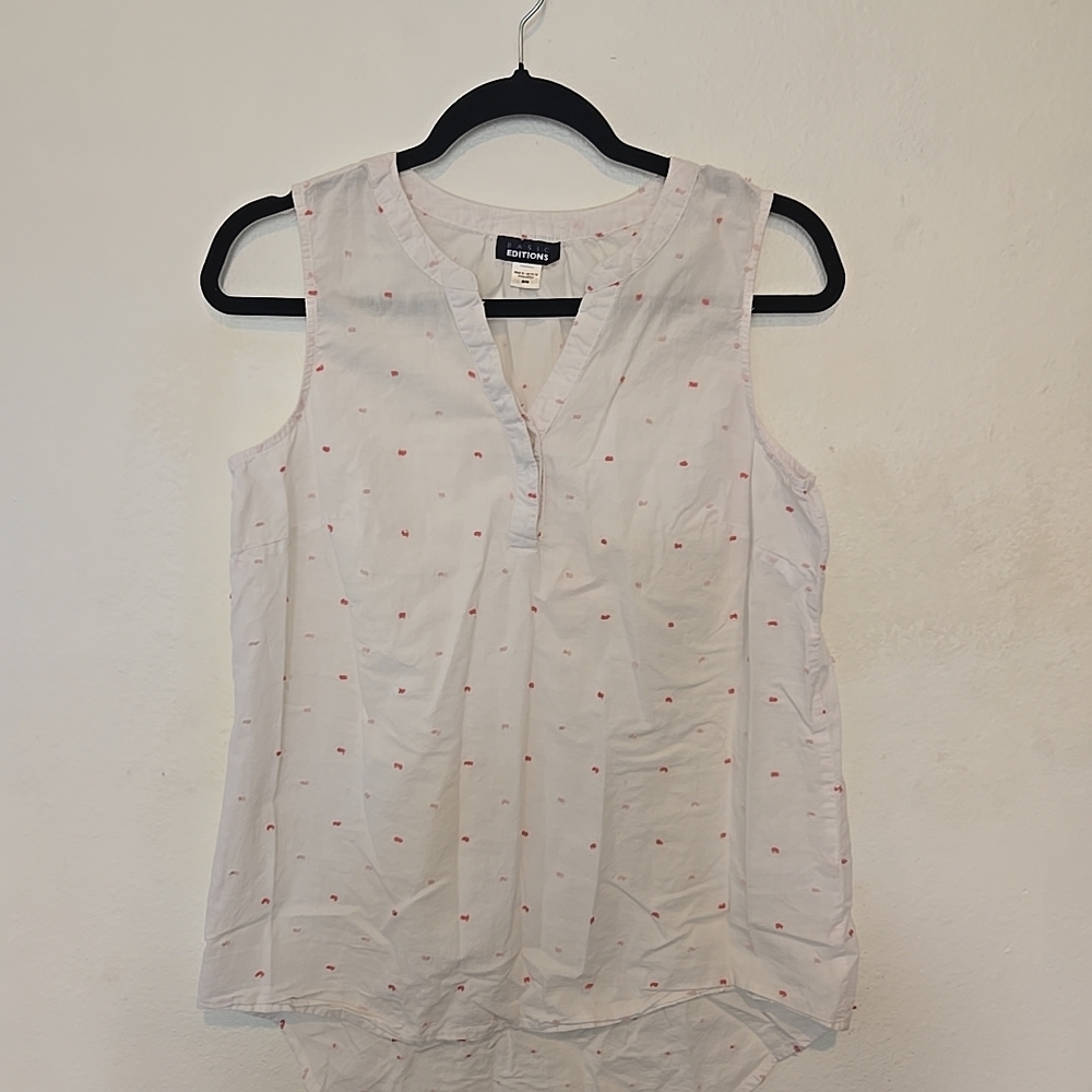 Basic Editions White Blouse with Pink Dots